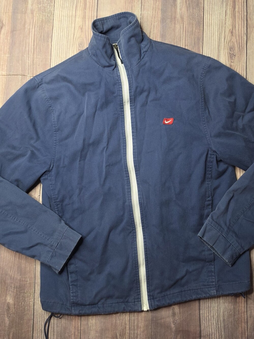 Nike Navy Blue Full-Zip Windbreaker with White Zipper
